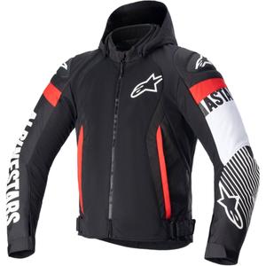 Bunda na motorku Alpinetars Zaca Air Waterproof čierno-bielo-fluo červená