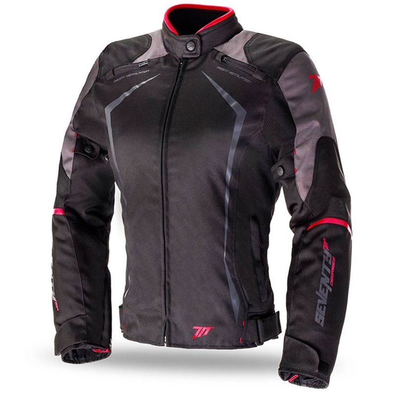 Dámska bunda na motocykel SEVENTY DEGREES SD-JR49 čierno-červená