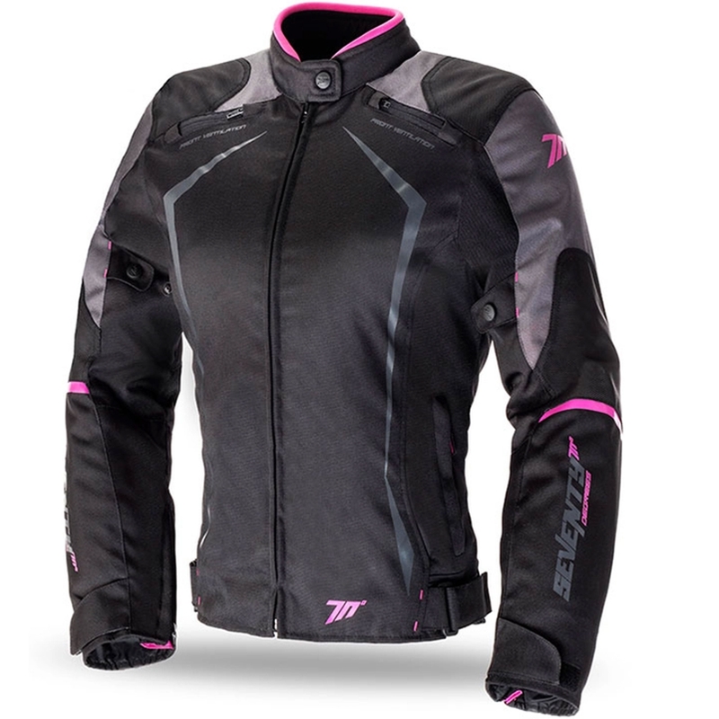 Dámska bunda na motocykel SEVENTY DEGREES SD-JR49 čierno-ružová