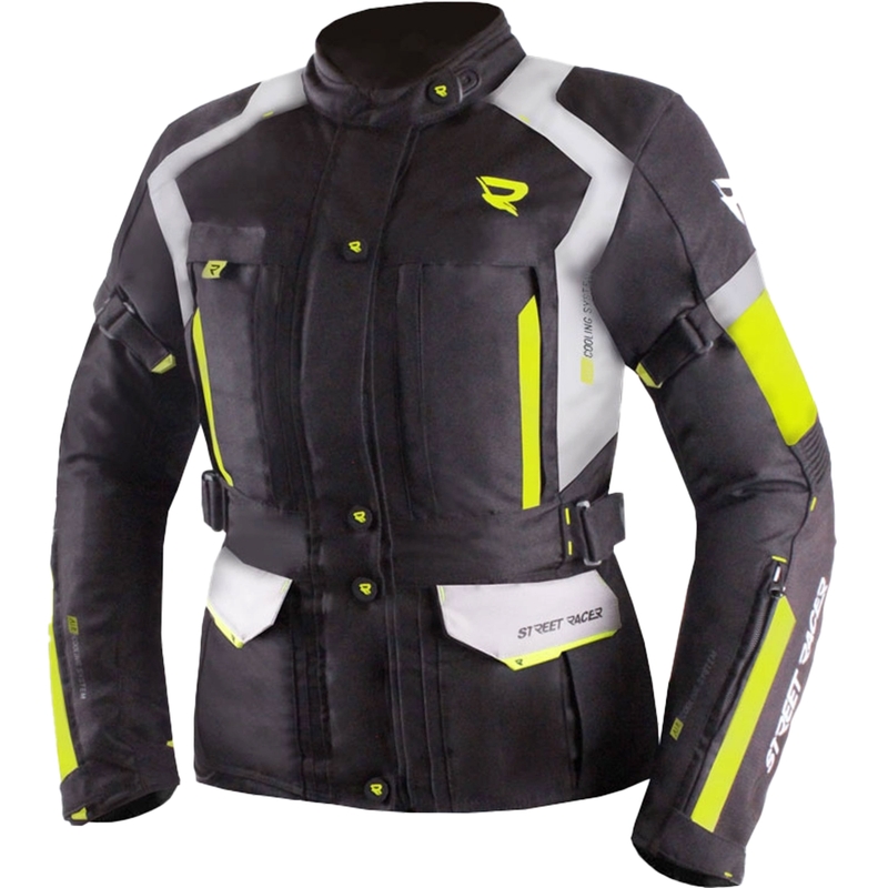 Dámska bunda na motocykel Street Racer Hilax čierno-šedo-fluo žltá - II. akosť