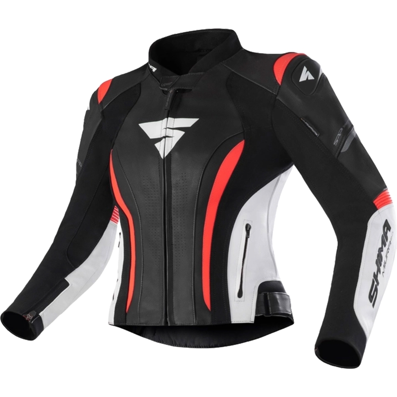 Dámska bunda na motocykel Shima Miura 2.0 čierno-bielo-fluo červená