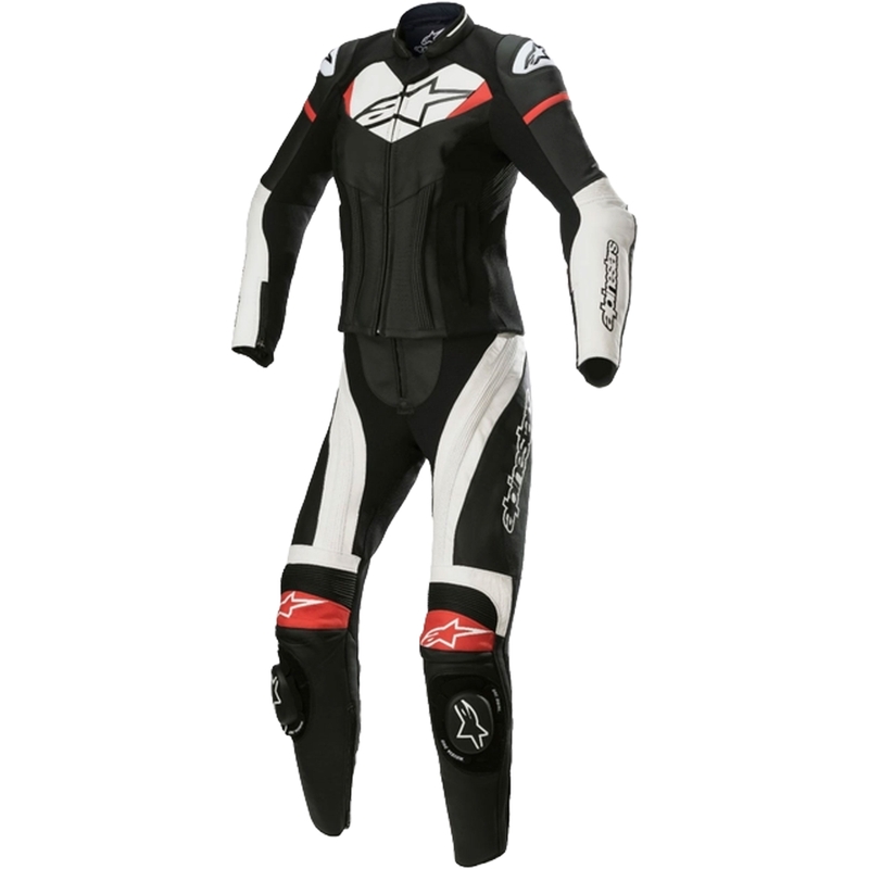 Dámska dvojdielna kožená kombinéza na motorku Alpinestars STELLA GP PLUS 2 čierno-bielo-červená