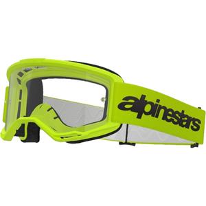 Motokrosové okuliare Alpinestars Vision 3 Wordmark fluo žlté s čírym plexi