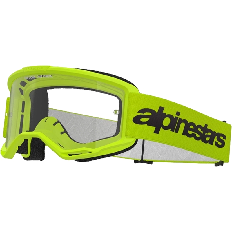 Motokrosové okuliare Alpinestars Vision 3 Wordmark fluo žlté s čírym plexi