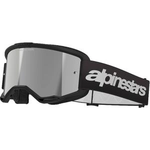 Motokrosové brýle Alpinestars Vision 3 Wordmark černé se zrcadlovým stříbrným plexi