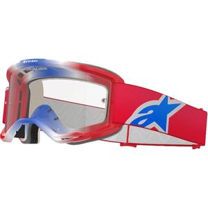 Motokrosové okuliare Alpinestars Vision 5 Corp červeno-bielo-modré s čírym zorníkom