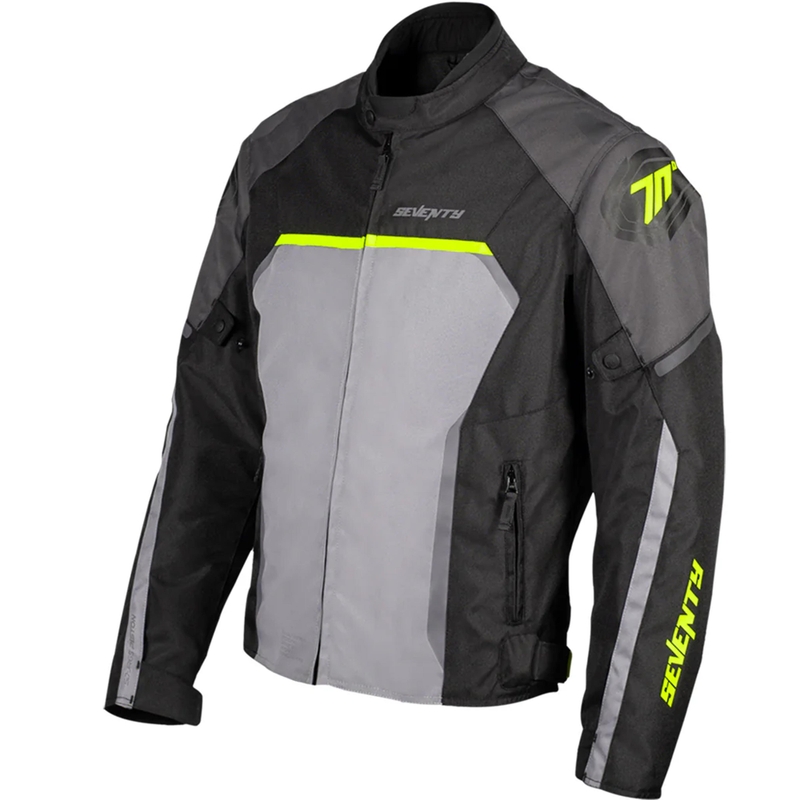 Bunda na motorku Seventy Degrees SD-JR65 Piston čierno-šedo-fluo žltá