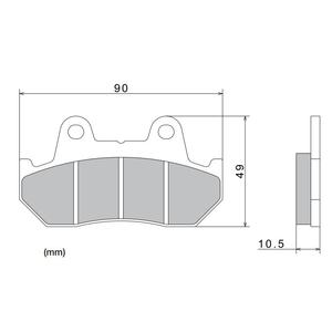 Brzdové doštičky NISSIN semi-metalická zmes 90x49x10.5 mm 2 ks