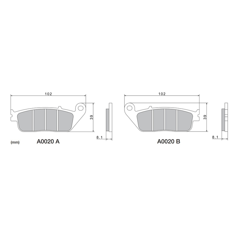 Brzdové doštičky NISSIN semi-metalická zmes 102x39x8.1 mm 2 ks