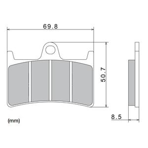 Brzdové doštičky NISSIN semi-metalická zmes 69.8x50.7x8.5 mm 2 ks