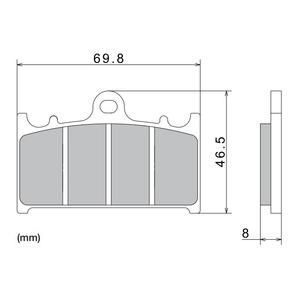 Brzdové doštičky NISSIN semi-metalická zmes 69.8x46.5x8 mm 2 ks