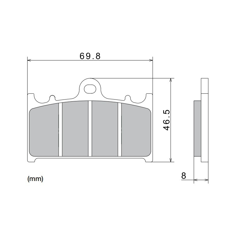 Brzdové doštičky NISSIN semi-metalická zmes 69.8x46.5x8 mm 2 ks