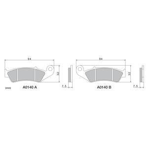 Brzdové doštičky NISSIN semi-metalická zmes 94x32x7.5 mm 2 ks