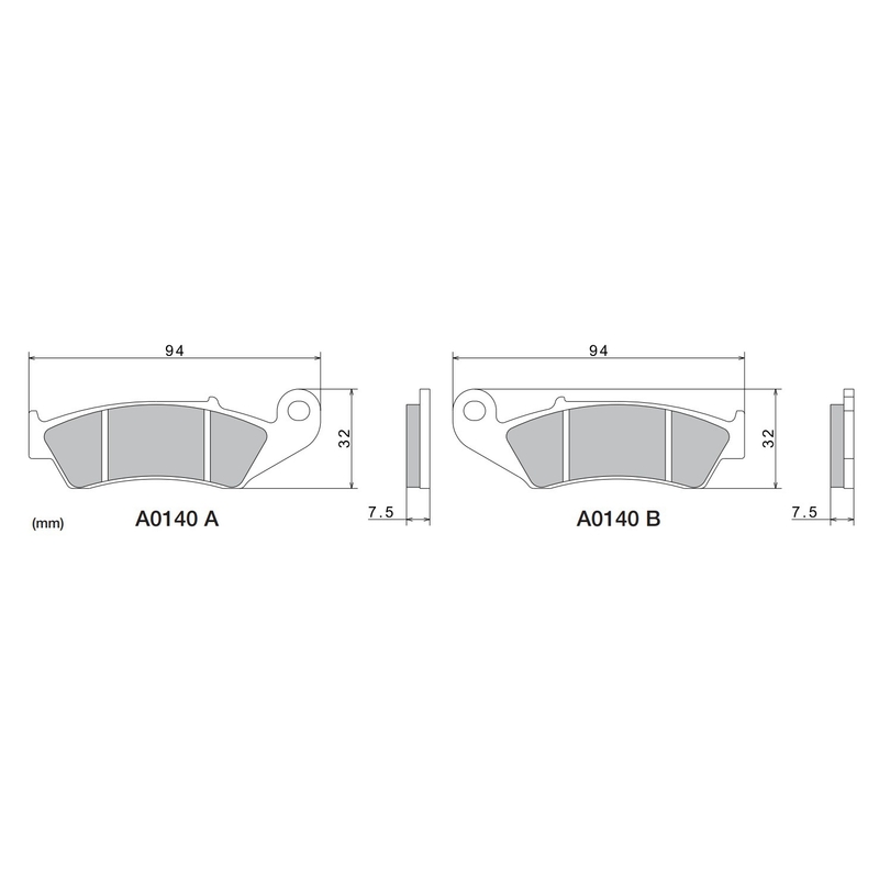 Brzdové doštičky NISSIN semi-metalická zmes 94x32x7.5 mm 2 ks