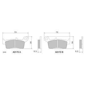 Brzdové doštičky NISSIN semi-metalická zmes 75x36x9.5 mm 2 ks