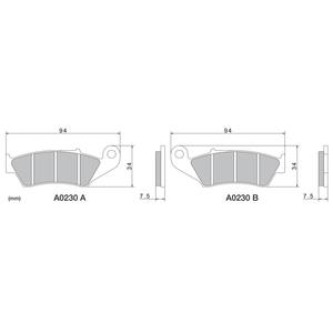 Brzdové doštičky NISSIN semi-metalická zmes 94x34x7.5 mm 2 ks