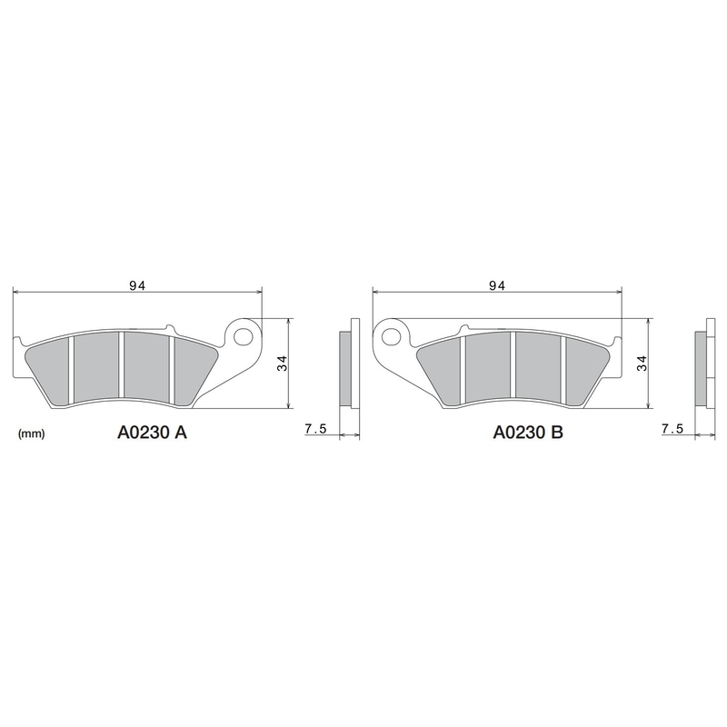Brzdové doštičky NISSIN semi-metalická zmes 94x34x7.5 mm 2 ks