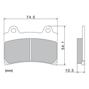 Brzdové doštičky NISSIN semi-metalická zmes 74.5x54.1x10.5 mm 2 ks