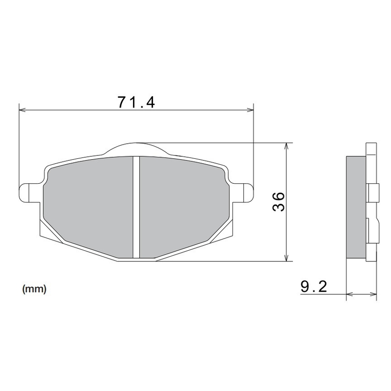 Brzdové doštičky NISSIN semi-metalická zmes 71.4x36x9.2 mm 2 ks