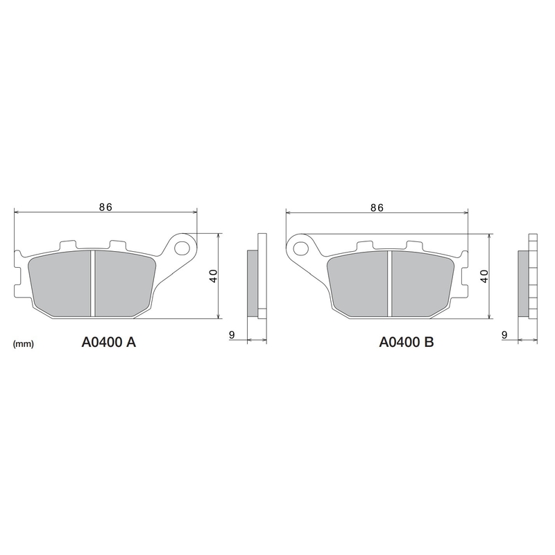 Brzdové doštičky NISSIN semi-metalická zmes 86x40x9 mm 2 ks