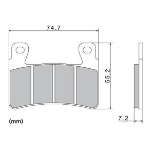 Brzdové doštičky NISSIN semi-metalická zmes 74.7x55.2x7.2 mm 2 ks