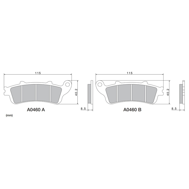 Brzdové doštičky NISSIN semi-metalická zmes 115x40.2x8.5 mm 2 ks