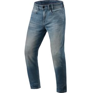 Extra skrátené džínsy na motorku Revit Keegan Tapered stredne modré