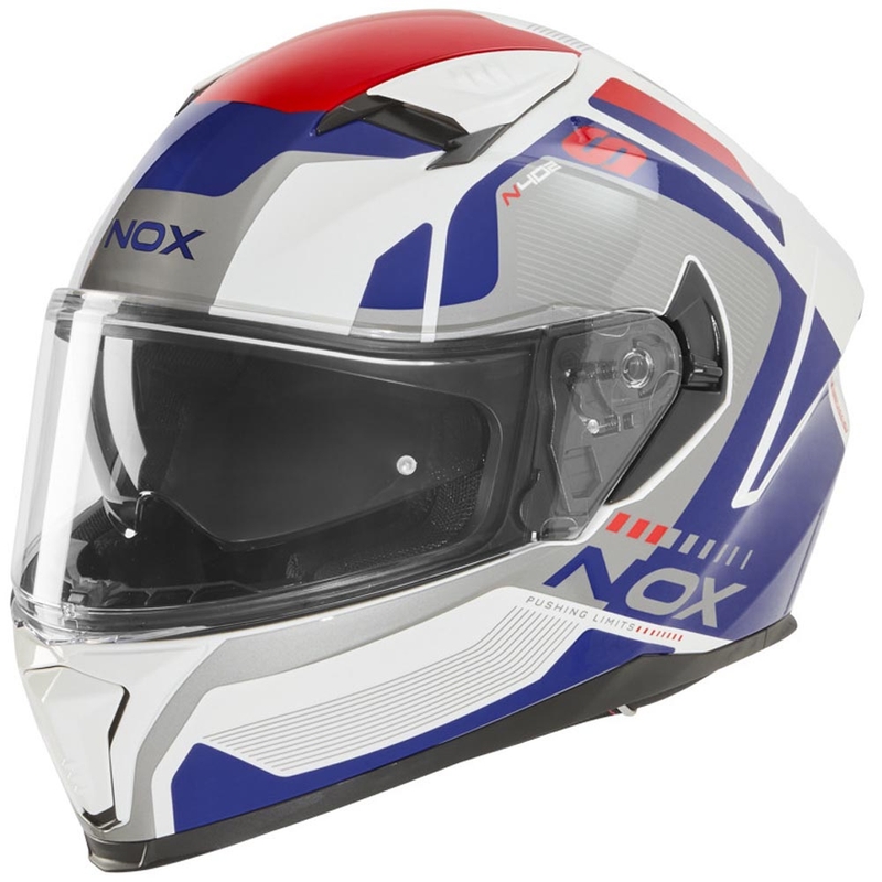 Integrálna helma na motorku NOX N402 Mentor bielo-modro-červená