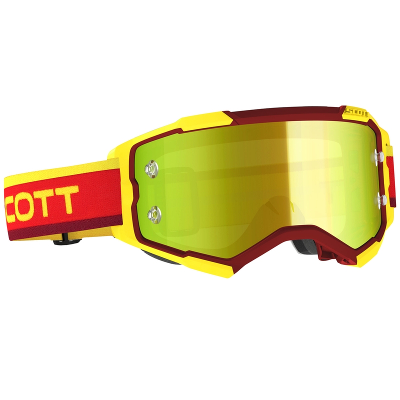 Motokrosové okuliare SCOTT Fury CH červeno-žlté so žltým zrkadlovým plexi