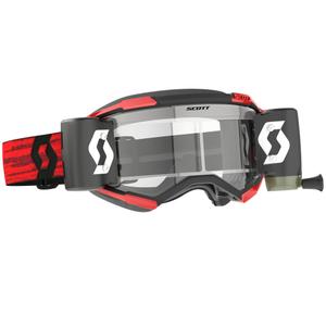 Motokrosové okuliare SCOTT Fury WFS tmavo červené s čírym plexi