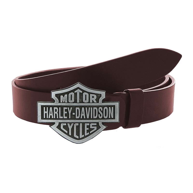 Kožený moto opasok so sponou Harley-Davidson hnedý