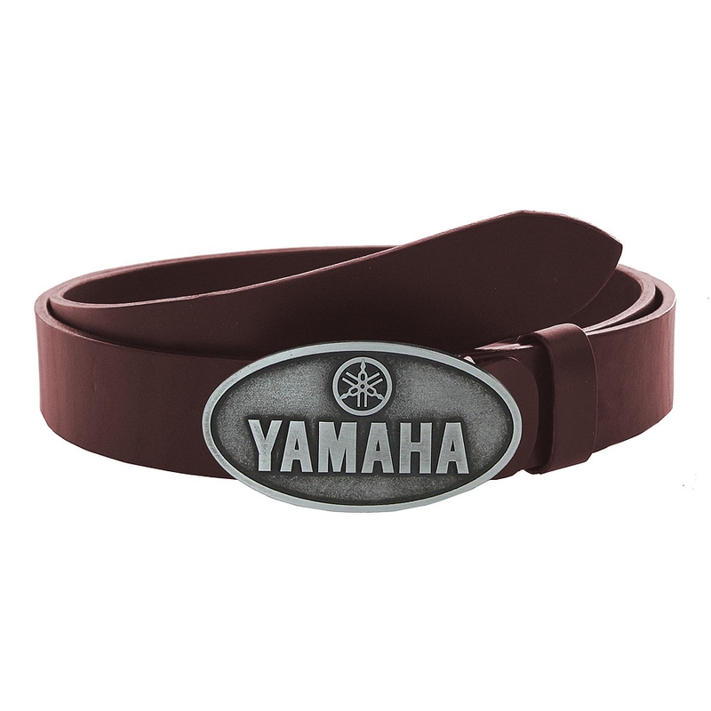 Kožený moto opasok so sponou Yamaha hnedý