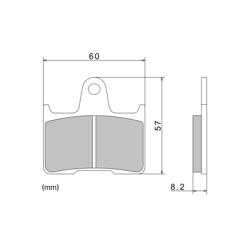 Brzdové doštičky NISSIN semi-metalická zmes 60x57x8.2 mm 2 ks