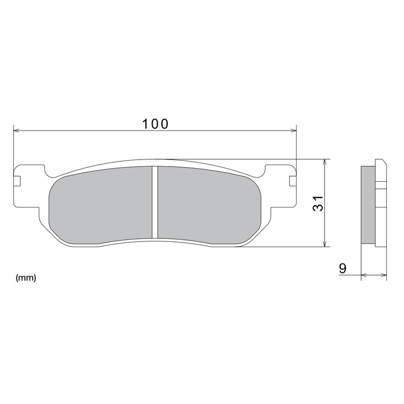 Brzdové doštičky NISSIN semi-metalická zmes 100x31x9 mm 2 ks