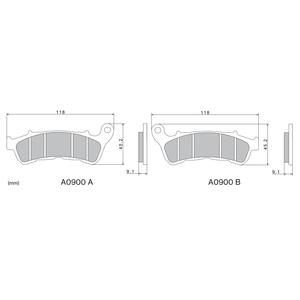 Brzdové doštičky NISSIN semi-metalická zmes 118x45.2x9.1 mm 2 ks