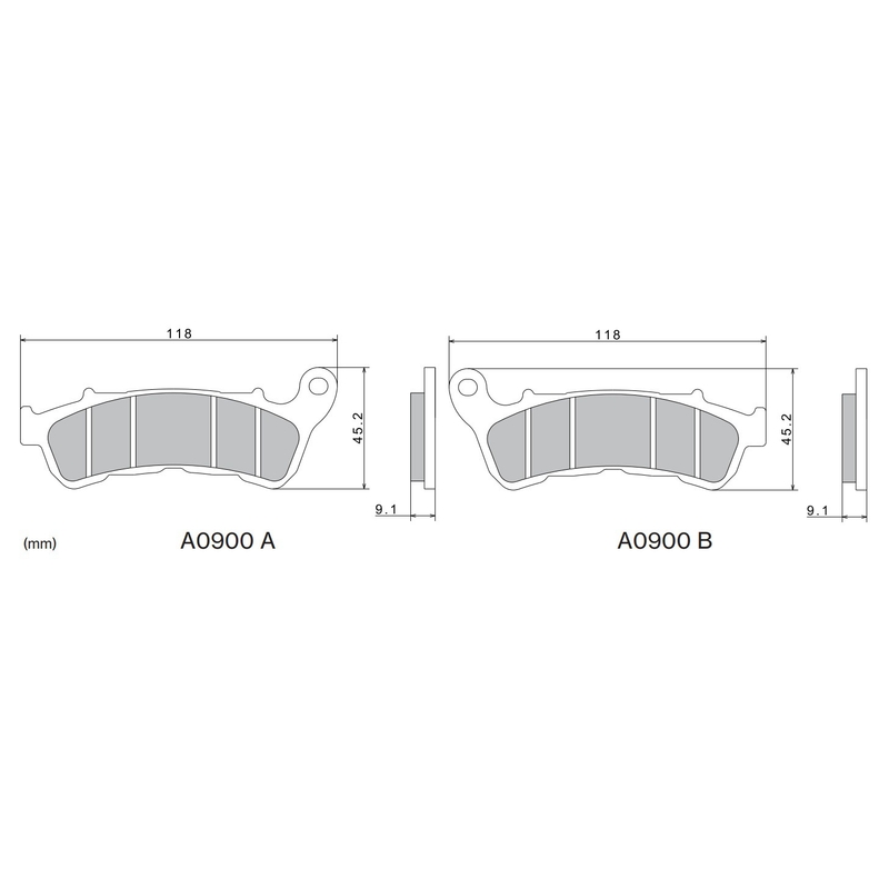 Brzdové doštičky NISSIN semi-metalická zmes 118x45.2x9.1 mm 2 ks