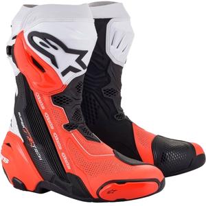 Topánky na motorku Alpinestars Supertech R Vented čierno-bielo-fluo červené