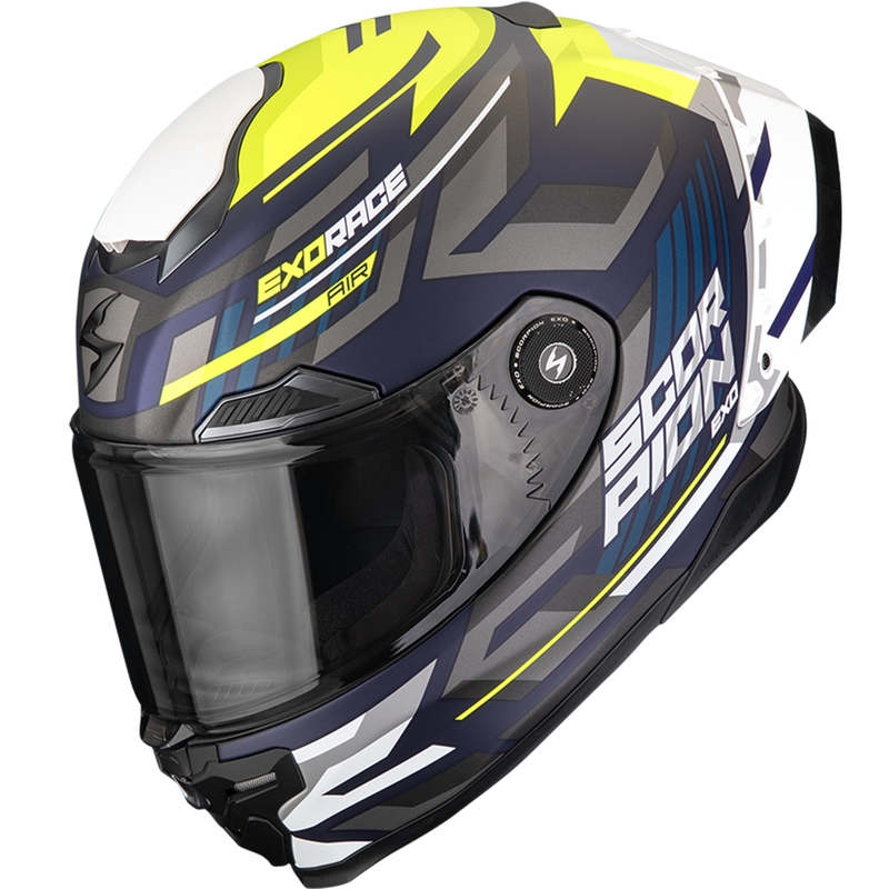 Integrálna prilba na motorku Scorpion EXO-RACE Air Kobra FIM2 matná modro-fluo žltá