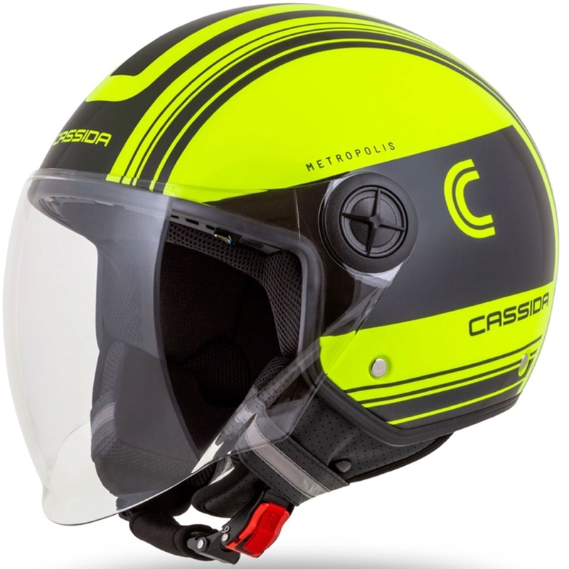 Otvorená prilba na motocykel Cassida Handy Metropolis Safety fluo žlto-čierno-reflexná šedá