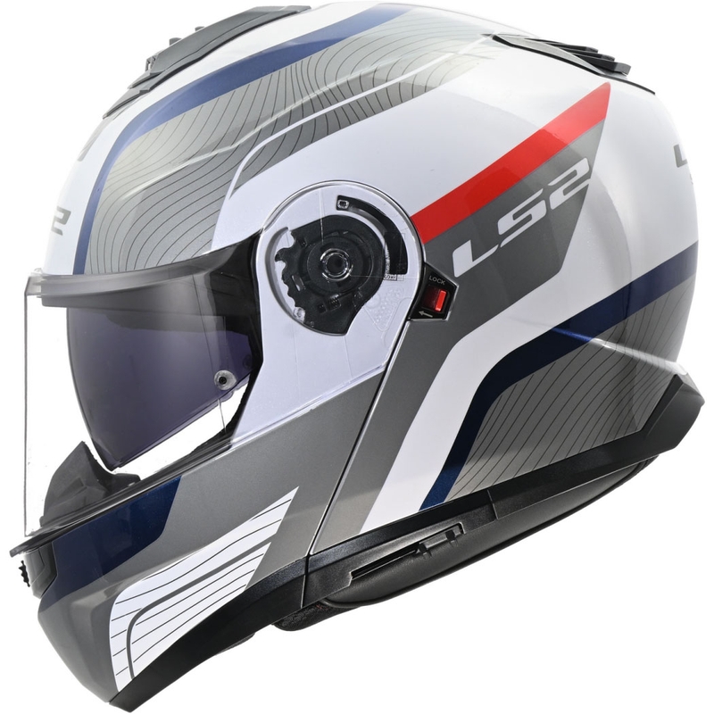 Vyklápacia prilba LS2 FF908 Strobe II Monza lesklá bielo-modro-červená