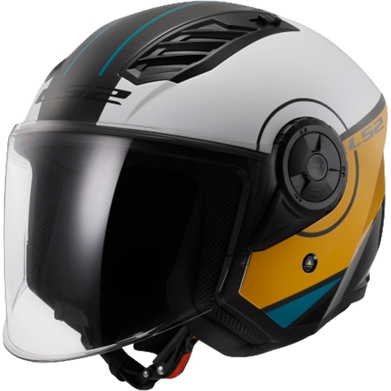 Otvorená prilba na motorku LS2 OF616 Airflow II Cover lesklá bielo-hnedá
