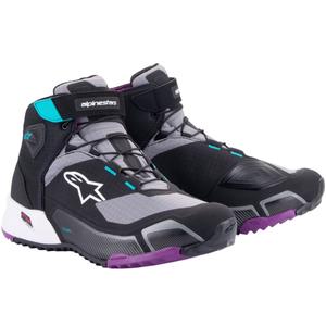 Dámske topánky na motorku Alpinestars Stella CR-X Drystar čierno-šedo-fialovo-tyrkysové