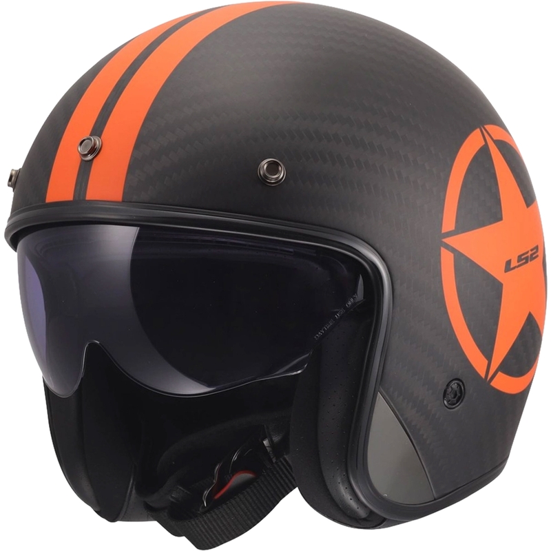 Otvorená prilba na motorku LS2 OF601 Bob II Carbon Star matná oranžová