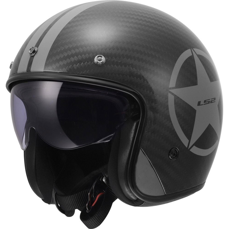 Otvorená prilba na motorku LS2 OF601 Bob II Carbon Star lesklá sivá