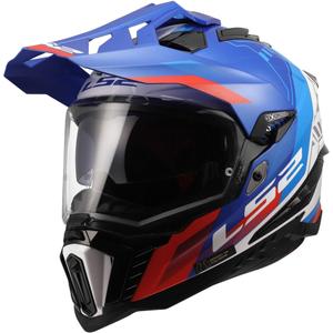 Enduro prilba LS2 MX701 Explorer Hexa lesklá bielo-modro-červená