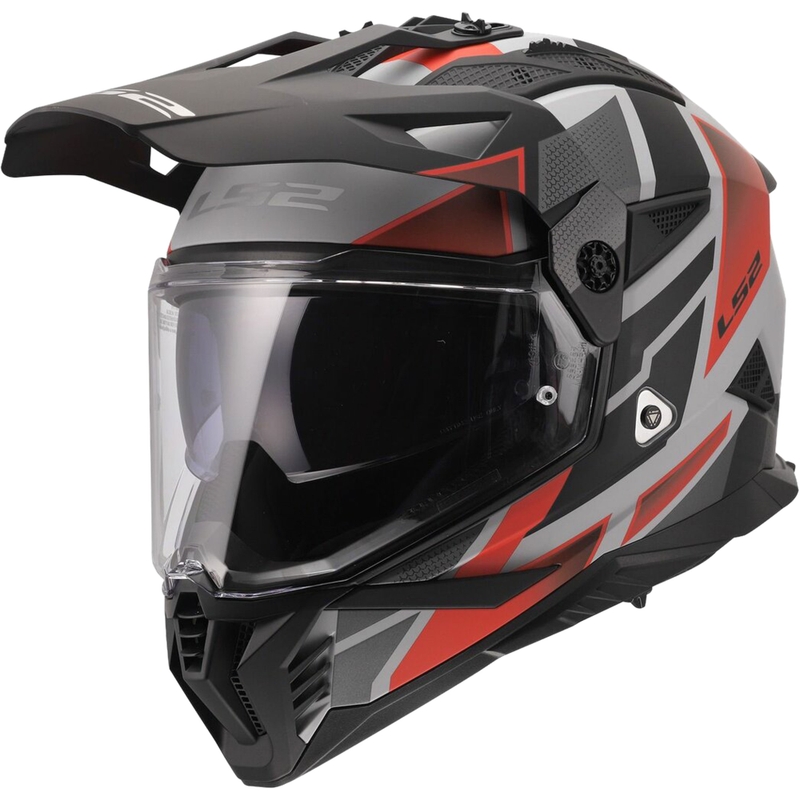 Enduro prilba na motorku LS2 MX702 Pioneer II Block matná sivo-červená