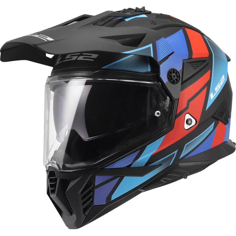 Enduro prilba na motorku LS2 MX702 Pioneer II Block matná čierno-červeno-modrá