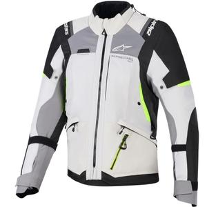 Dámska bunda na motorku Alpinestars Stella Andes V4 Drystar tmavo šedo-svetlo šedo-čierno-fluo žltá