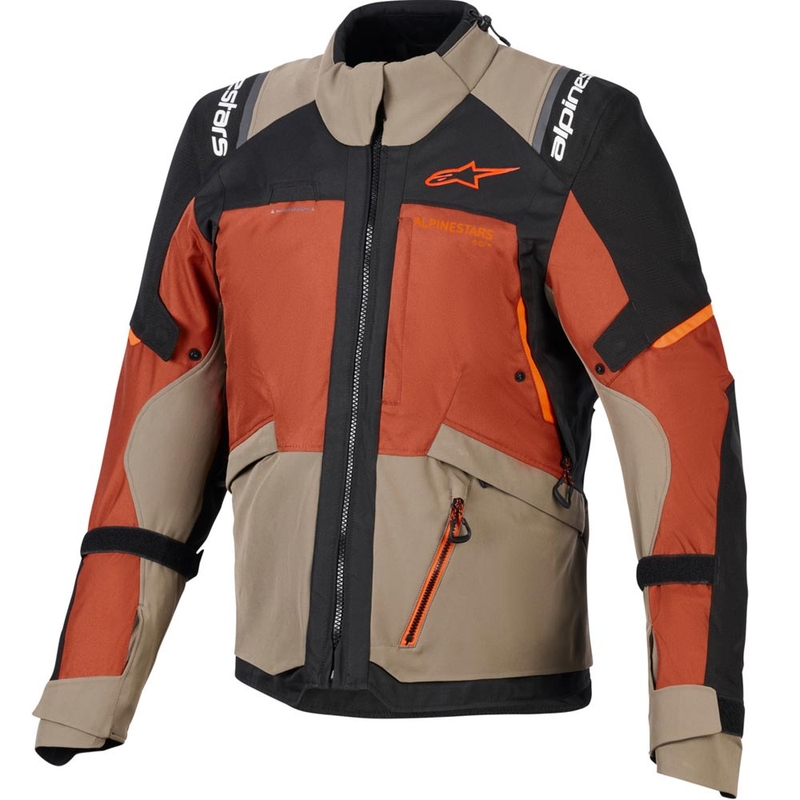 Bunda na motorku Alpinestars Andes V4 Drystar svetlo hnedo-tmavo oranžovo-čierna