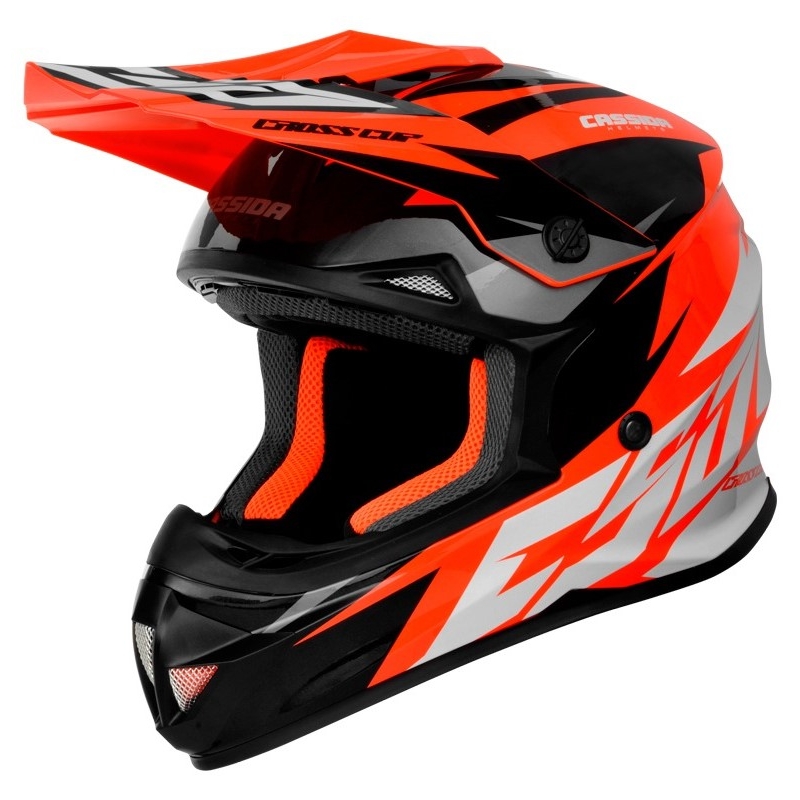 Motokrosová prilba Cassida Cross Cup Two čierno-bielo-šedo-fluo oranžová